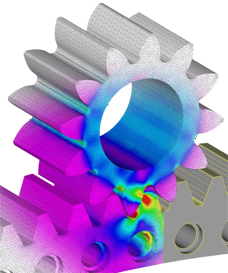 Colorful mesh analysis of mechanical gear