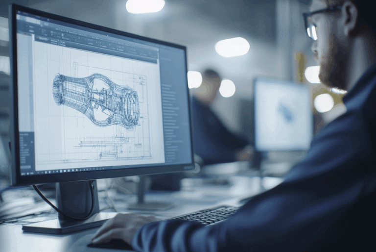 Person working on CAD design software