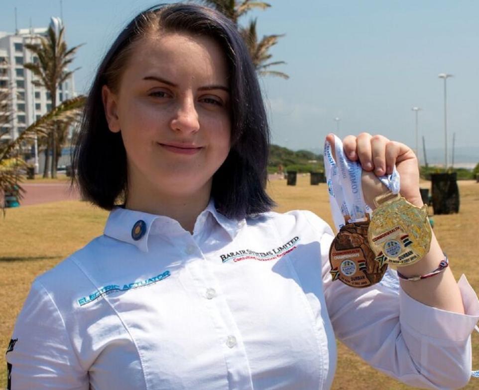 Katelyn Entwistle after winning gold in Under-21 Kata at the 2018 Commonwealth Karate Championships in South Africa.